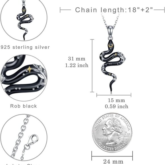 Sterling Silver Animal Necklace Snake Deer Bat Highland Cow Panda Koala Cat Jewe - Picture 4 of 6